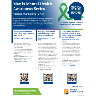 May is Mental Health Awareness Series - Virtual Discussion Series