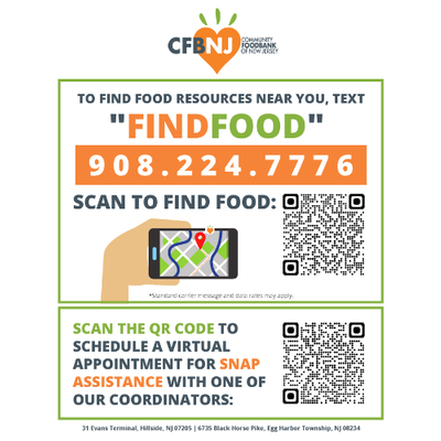 CFBNJ Find Food Bookings