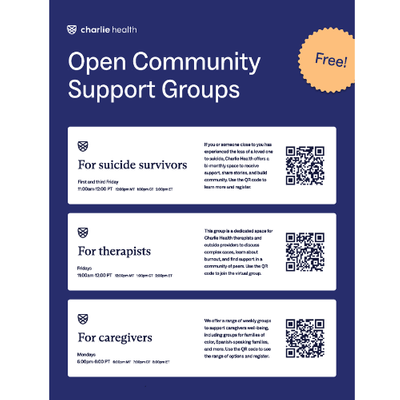 Charlie Health- Open Community Support Groups